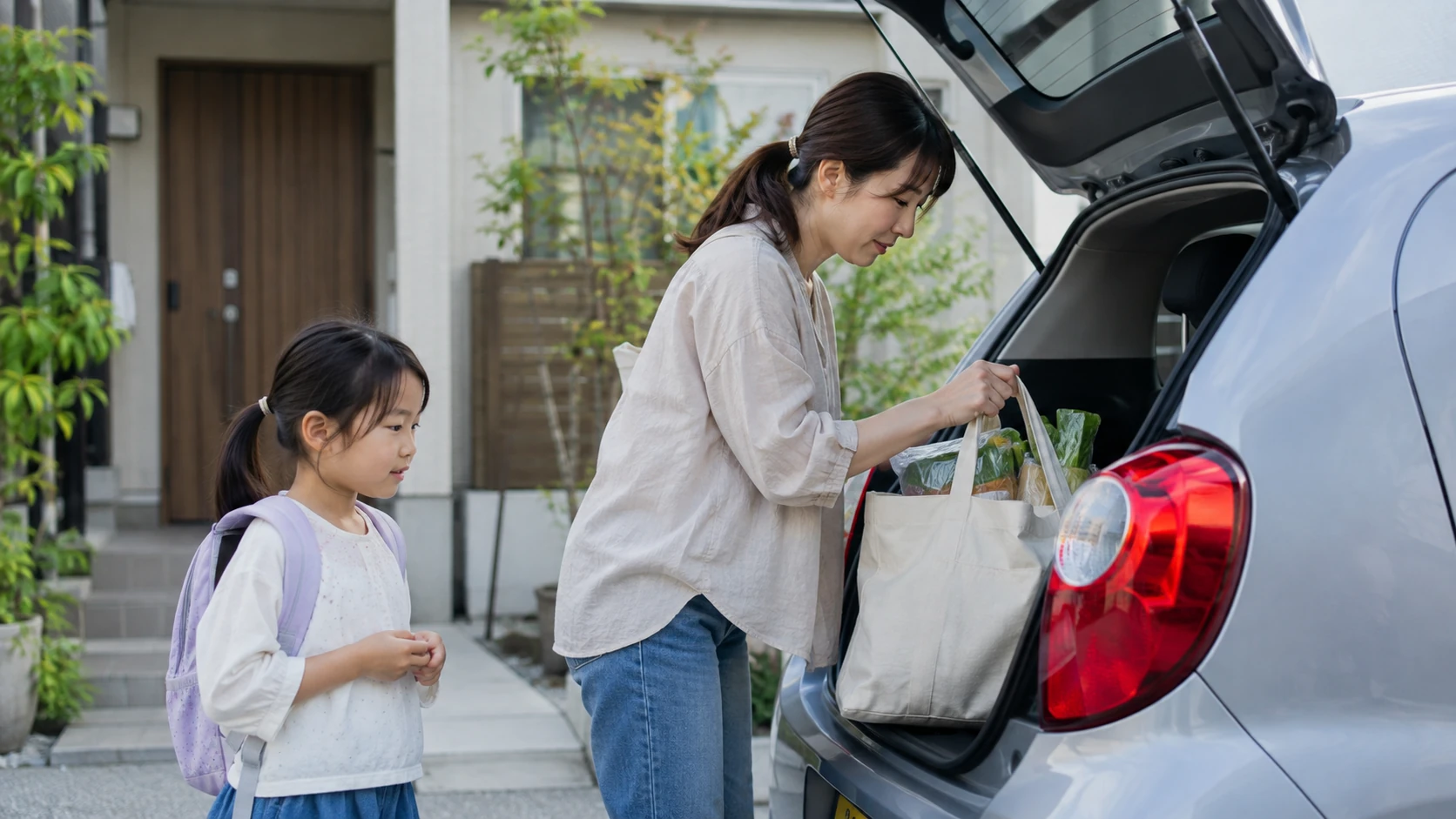 車選びや維持費を検討する日本人の人物の写真風イメージ