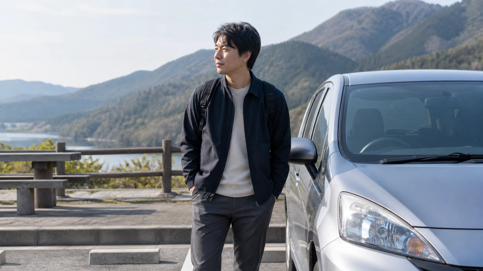 車選びや維持費を検討する日本人の人物の写真風イメージ